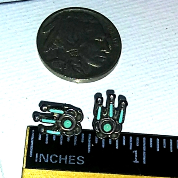 ⏳SALE Native American Silver Turquoise Petit Point - Picture 7 of 8